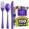 Exquisite Polished Plastic Silverware – 150 Pcs Heavy Duty Cutlery Set – 50 Each of Forks, Knives & Spoons – Disposable Utensil Set for Parties, Events & Catering – Flatware Set by Party Solids